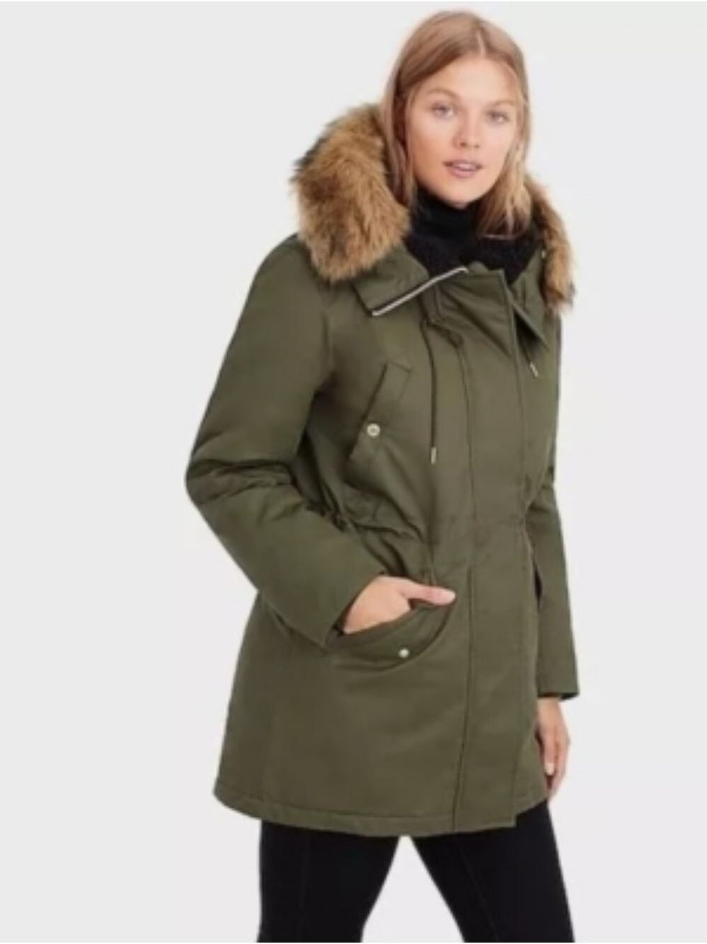 J. Crew Winter Hooded Parka in Olive Sherpa and Pink Quilted Lining Small